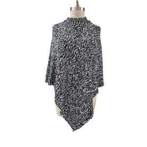 Simply Noelle Crew Neck Sweater Poncho Black/White Poly Blend One Size